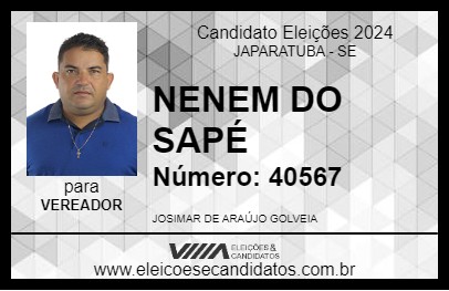 Candidato NENEM DO SAPÉ 2024 - JAPARATUBA - Eleições