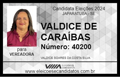 Candidato VALDICE DE CARAÍBAS 2024 - JAPARATUBA - Eleições