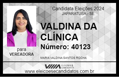 Candidato VALDINA DA CLÍNICA 2024 - JAPARATUBA - Eleições