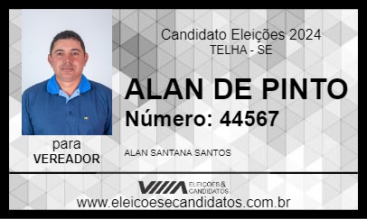 Candidato ALAN DE PINTO 2024 - TELHA - Eleições