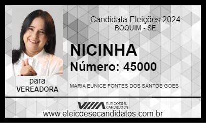 Candidato NICINHA 2024 - BOQUIM - Eleições