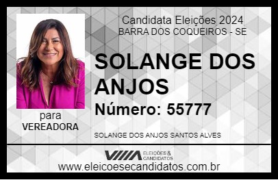 Candidato SOLANGE DOS ANJOS 2024 - BARRA DOS COQUEIROS - Eleições