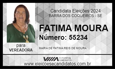 Candidato FATIMA MOURA 2024 - BARRA DOS COQUEIROS - Eleições