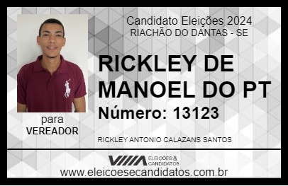 Candidato RICKLEY DE MANOEL DO PT 2024 - RIACHÃO DO DANTAS - Eleições