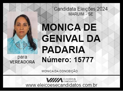 Candidato MONICA DE GENIVAL DA PADARIA 2024 - MARUIM - Eleições