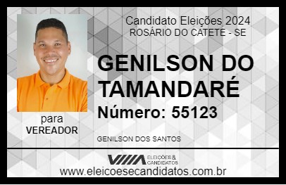 Candidato GENILSON DO TAMANDARÉ 2024 - ROSÁRIO DO CATETE - Eleições