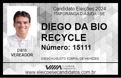 Candidato DIEGO DA BIO RECYCLE 2024 - ITAPORANGA D\AJUDA - Eleições