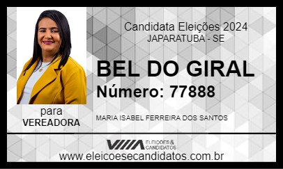 Candidato BEL DO GIRAL 2024 - JAPARATUBA - Eleições