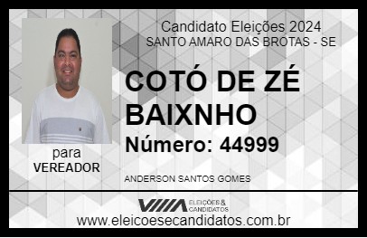 Candidato COTÓ DE ZÉ BAIXNHO 2024 - SANTO AMARO DAS BROTAS - Eleições