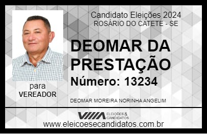 Candidato DEOMAR DA PRESTAÇÃO 2024 - ROSÁRIO DO CATETE - Eleições