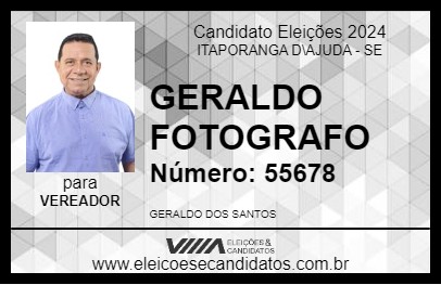 Candidato GERALDO FOTOGRAFO 2024 - ITAPORANGA D\AJUDA - Eleições