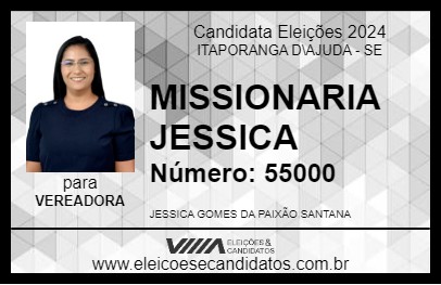 Candidato MISSIONARIA JESSICA 2024 - ITAPORANGA D\AJUDA - Eleições