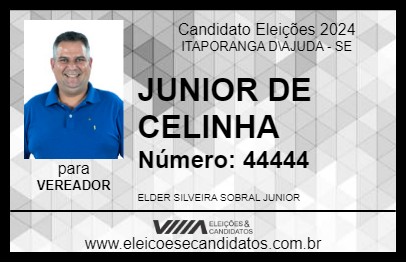 Candidato JUNIOR DE CELINHA 2024 - ITAPORANGA D\AJUDA - Eleições