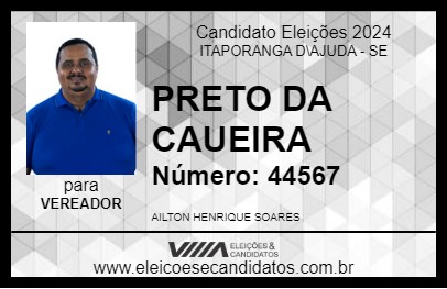 Candidato PRETO DA CAUEIRA 2024 - ITAPORANGA D\AJUDA - Eleições