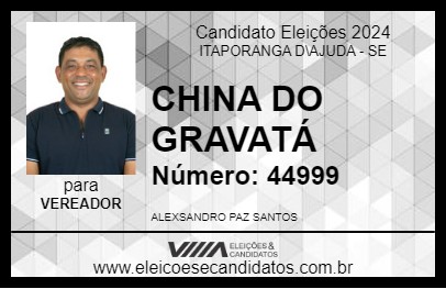 Candidato CHINA DO GRAVATÁ 2024 - ITAPORANGA D\AJUDA - Eleições