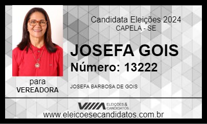 Candidato JOSEFA GOIS 2024 - CAPELA - Eleições