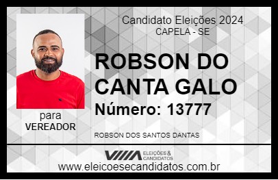 Candidato ROBSON DO CANTA GALO 2024 - CAPELA - Eleições