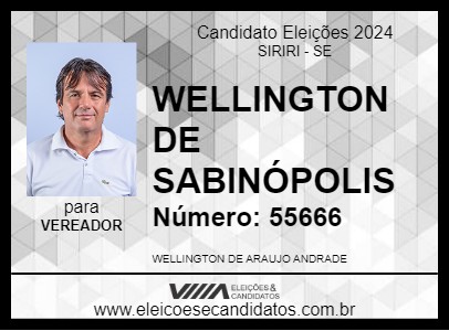 Candidato WELLINGTON DE SABINÓPOLIS 2024 - SIRIRI - Eleições