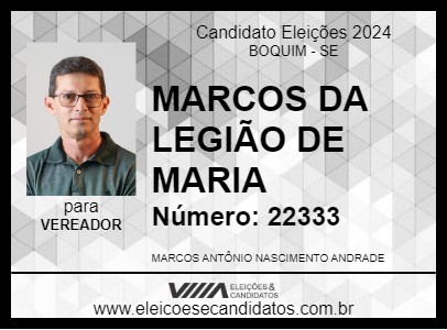 Candidato MARCOS DA LEGIÃO DE MARIA 2024 - BOQUIM - Eleições