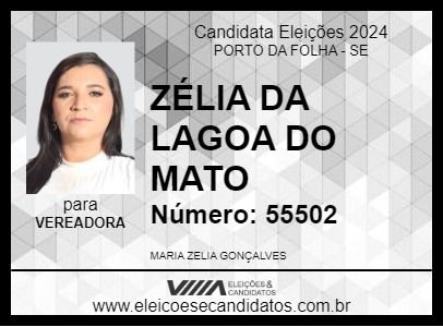 Candidato ZÉLIA DA LAGOA DO MATO 2024 - PORTO DA FOLHA - Eleições