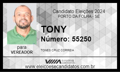 Candidato TONY 2024 - PORTO DA FOLHA - Eleições