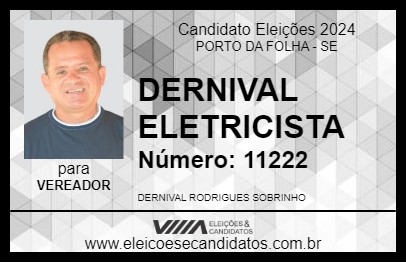 Candidato DERNIVAL ELETRICISTA 2024 - PORTO DA FOLHA - Eleições