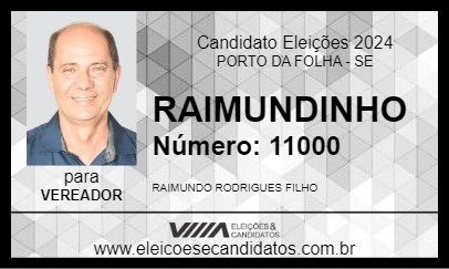 Candidato RAIMUNDINHO 2024 - PORTO DA FOLHA - Eleições