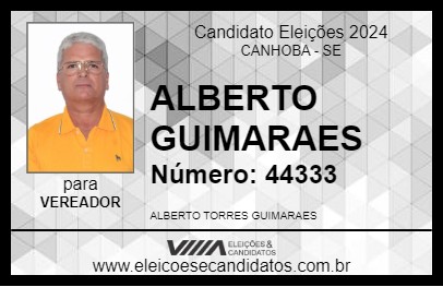 Candidato ALBERTO GUIMARAES 2024 - CANHOBA - Eleições