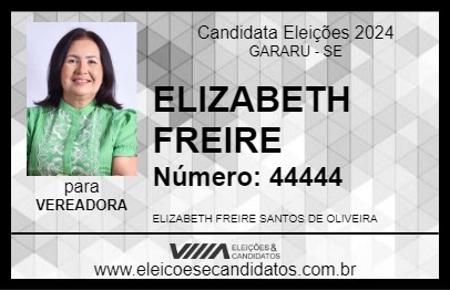 Candidato ELIZABETH FREIRE 2024 - GARARU - Eleições