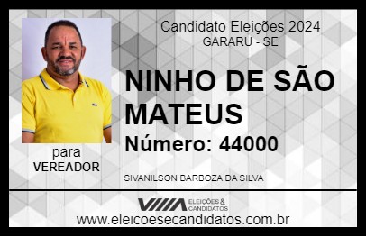 Candidato NINHO DE SÃO MATEUS 2024 - GARARU - Eleições