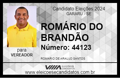 Candidato ROMÁRIO DO  BRANDÃO 2024 - GARARU - Eleições