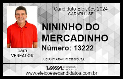 Candidato NININHO DO  MERCADINHO 2024 - GARARU - Eleições