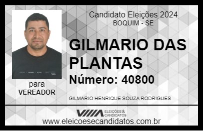 Candidato GILMARIO DAS PLANTAS 2024 - BOQUIM - Eleições