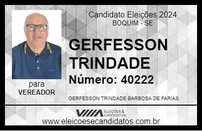 Candidato GERFESSON TRINDADE 2024 - BOQUIM - Eleições