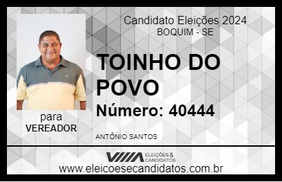 Candidato TOINHO DO POVO 2024 - BOQUIM - Eleições