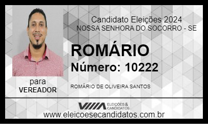 Candidato ROMÁRIO 2024 - NOSSA SENHORA DO SOCORRO - Eleições