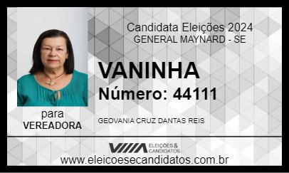 Candidato VANINHA 2024 - GENERAL MAYNARD - Eleições