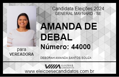 Candidato AMANDA DE DEBAL 2024 - GENERAL MAYNARD - Eleições