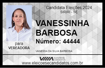 Candidato VANESSINHA BARBOSA 2024 - SIRIRI - Eleições