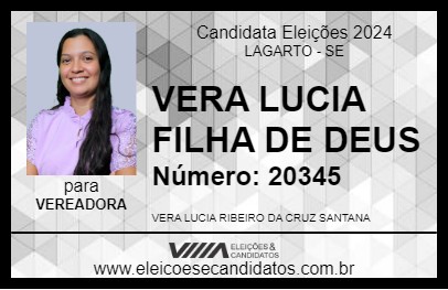 Candidato VERA LUCIA FILHA DE DEUS 2024 - LAGARTO - Eleições