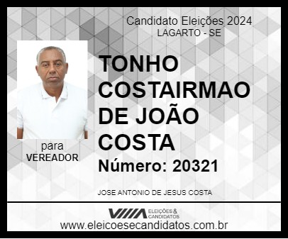 Candidato TONHO COSTA IRMAO 2024 - LAGARTO - Eleições