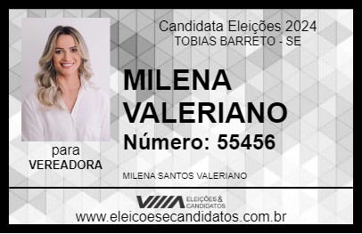 Candidato MILENA VALERIANO 2024 - TOBIAS BARRETO - Eleições