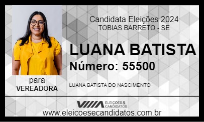 Candidato LUANA BATISTA 2024 - TOBIAS BARRETO - Eleições