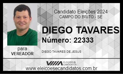 Candidato DIEGO TAVARES 2024 - CAMPO DO BRITO - Eleições