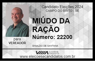 Candidato MIÚDO DA RAÇÃO 2024 - CAMPO DO BRITO - Eleições