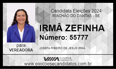 Candidato IRMÂ ZEFINHA 2024 - RIACHÃO DO DANTAS - Eleições