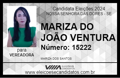 Candidato MARIZA DO JOÃO VENTURA 2024 - NOSSA SENHORA DAS DORES - Eleições