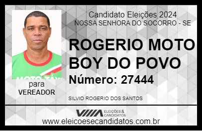 Candidato ROGERIO MOTO BOY 2024 - NOSSA SENHORA DO SOCORRO - Eleições