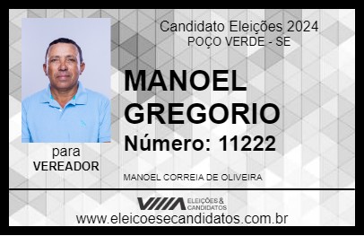 Candidato MANOEL GREGORIO 2024 - POÇO VERDE - Eleições