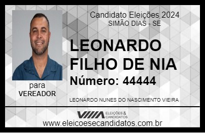 Candidato LEONARDO FILHO DE NIA 2024 - SIMÃO DIAS - Eleições